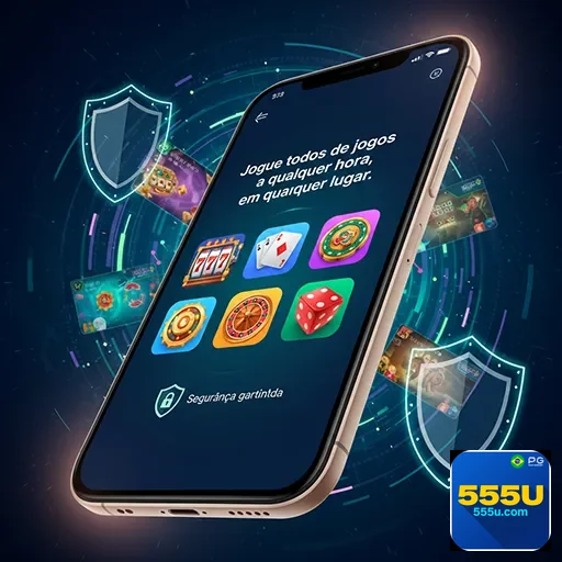 Celular exibindo jogos de cassino online na tela